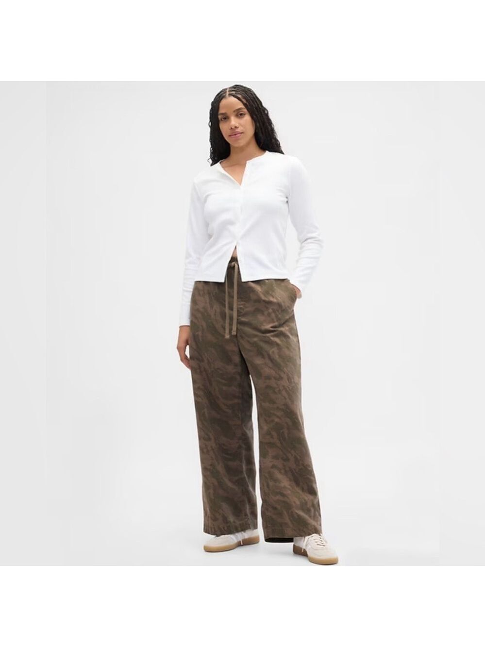 Gap High Rise Pull-On Camo Print Wide-Leg Jeans NWT M Outdoors Casual BoHo